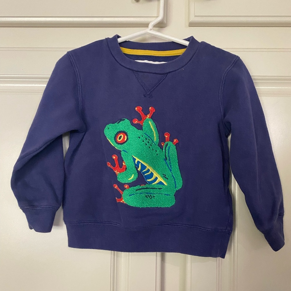 Mini Bodin, 2-3 years, Navy Blue Pullover Sweatshirt with reptile embroidered.